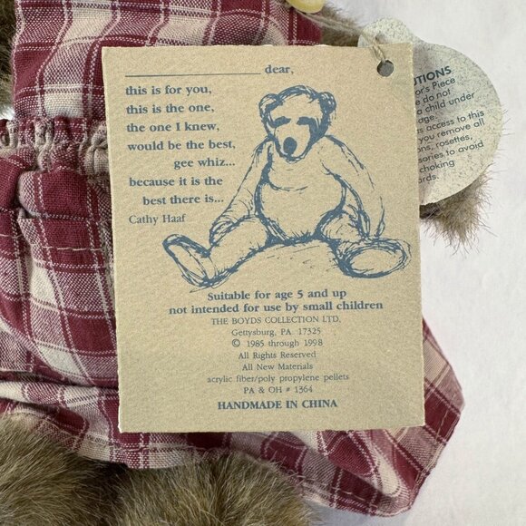 NWT Boyds Aunt Phiddy Bearburn Teddy Bear Plush Brown Jointed LTD 11" 2110/3600 - Picture 7 of 10
